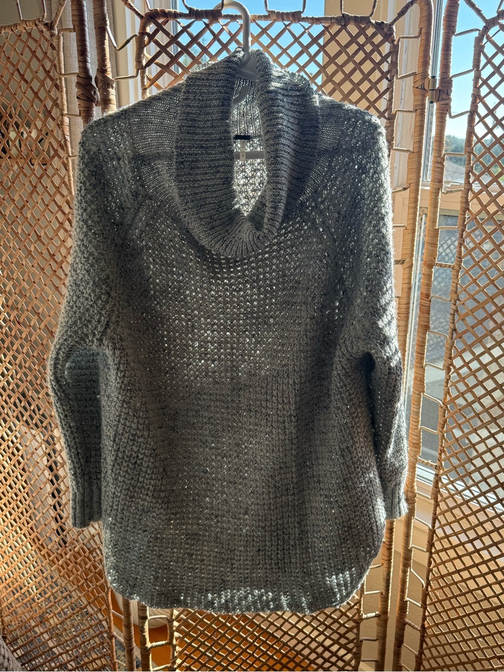 Free People Cozy Women's Blue Gray Cowl Neck Sweater